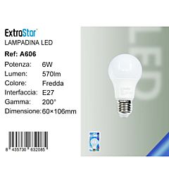 Lampadina LED E27 6W 570LM - Luce Fredda 6500KExtrastar