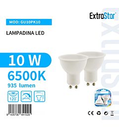 Lampadina LED GU10 10W 935LM - Luce Fredda 6500K - 2pzExtrastar