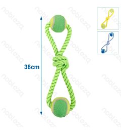CORDA CON 2 PALLINE DA TENNIS PER CANI - 38CM