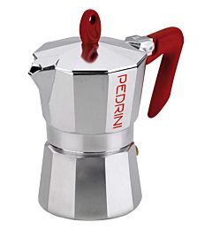 CAFFETTIERA 3TZ BRILLANTATA MANICO ROSSO FASCIA AVPedrini