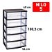 CASSETTIERA NILO 5 CASSETTI - NEROPlastic Forte