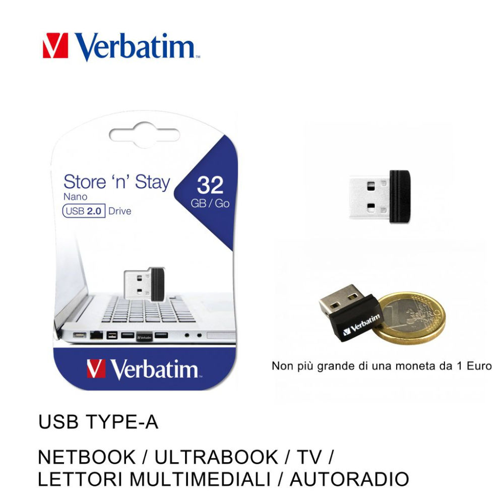 VERBATIM PEN DRIVE USB2.0 STORE N STAY NANO 32GVerbatim