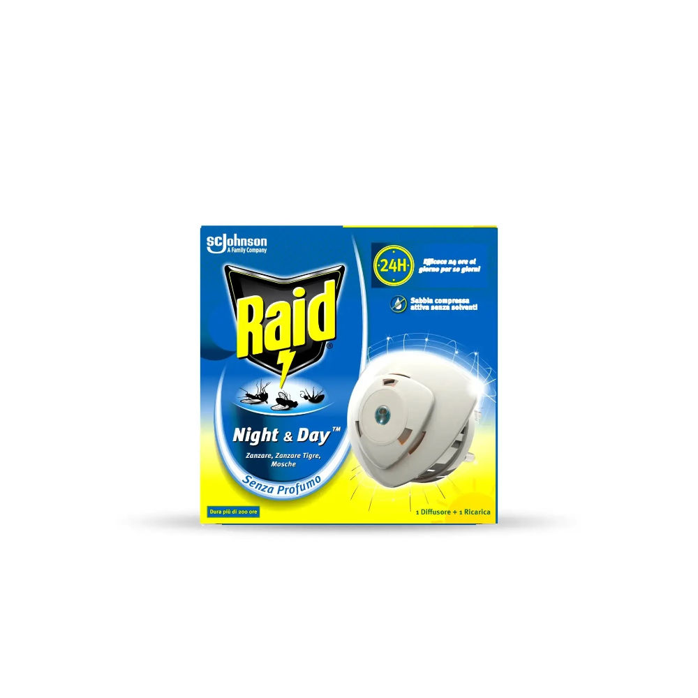RAID NIGHT & DAY ANTIZANZARE BASE + 1 RICARICARaid