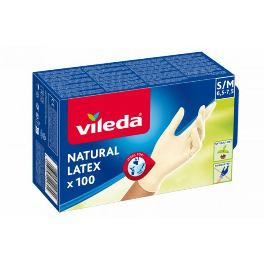 VILEDA GUANTI NATURAL LATEX - S/M - 100PZVileda