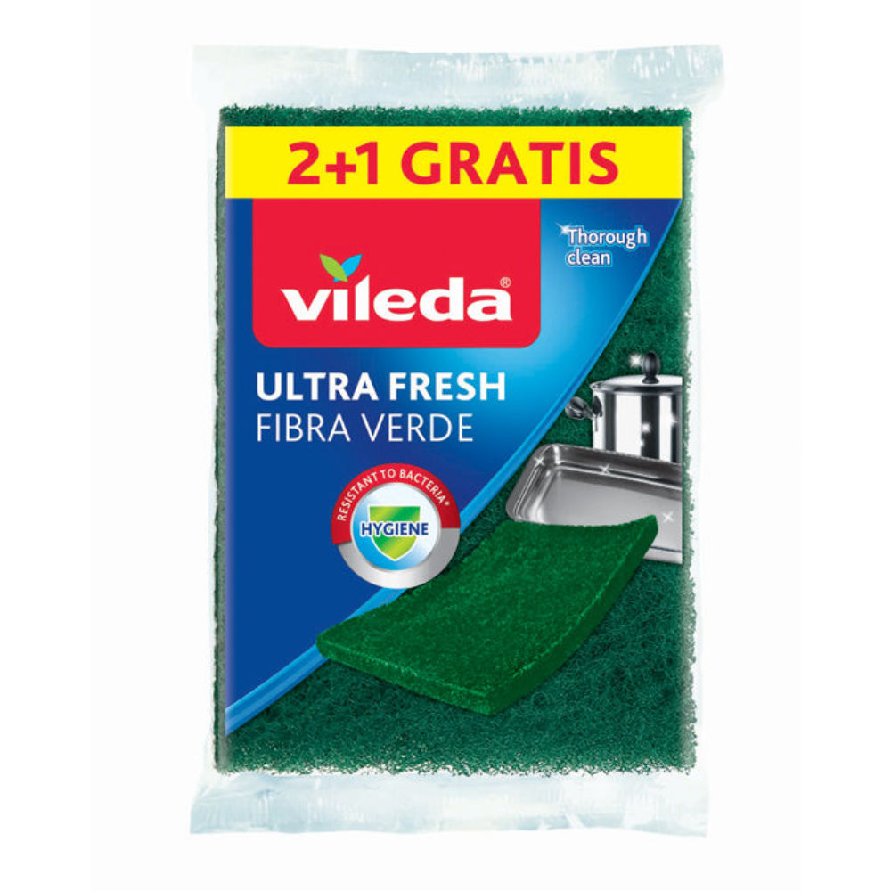 VILEDA SPUGNA FIBRA VERDE 2+1Vileda