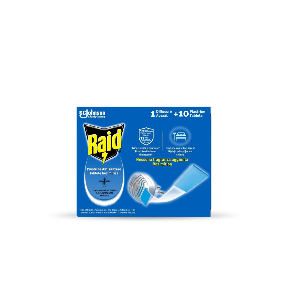 RAID PIASTRINE ANTIZANZARE BASE + 10 RICARICHERaid