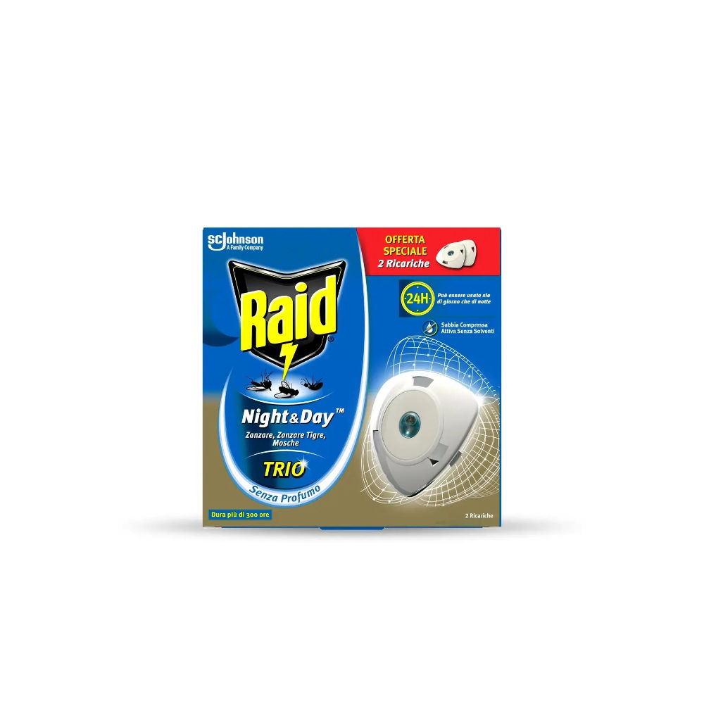 RAID NIGHT & DAY ANTIZANZARE BASE + 2 RICARICHERaid