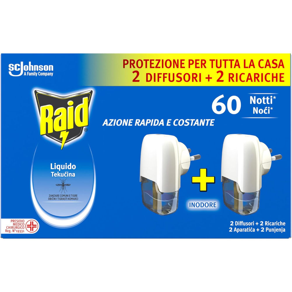 RAID KIT DIFFUSORE LIQUIDO ANTIZANZARE BIPACCORaid