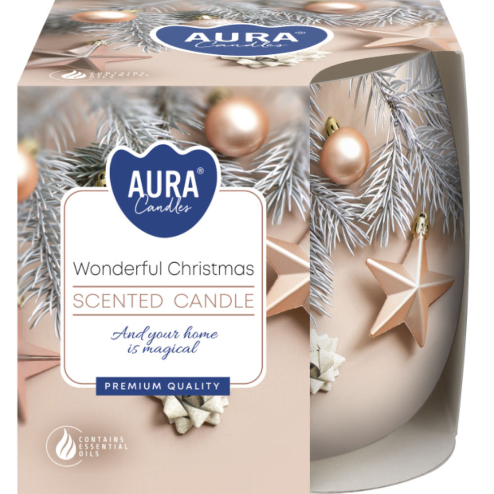 CANDELA DECORATA - WONDERFUL CHRISTMAS - 100GAura