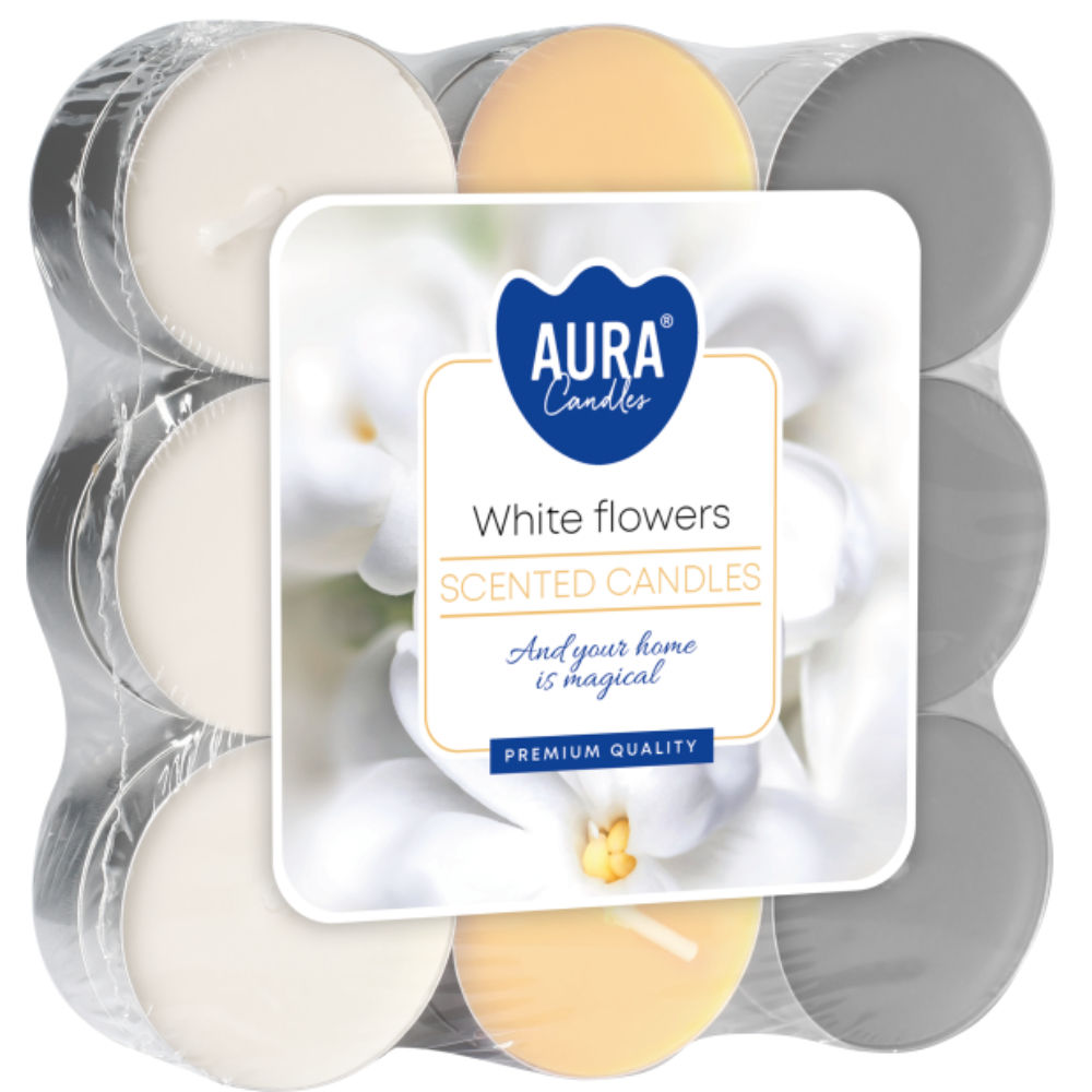 AURA TEALIGHTS - FIORI BIANCHI - 18PZAura