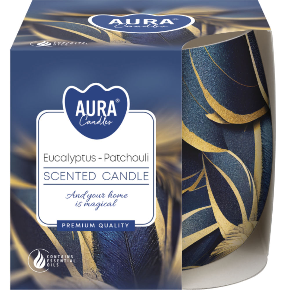 CANDELA DECORATA - EUCALIPTO & PATCHOULI - 100GAura