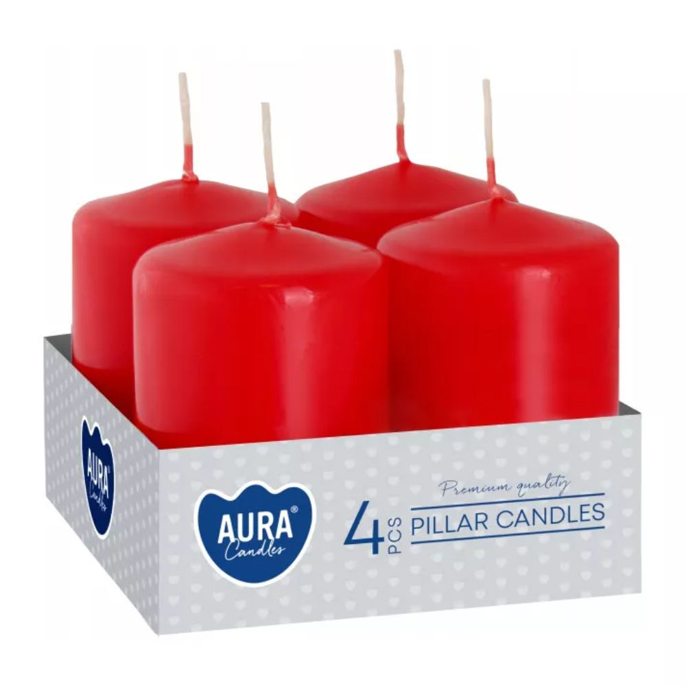 SET 4 CANDELE VOTIVE 3,8X6CM - ROSSOAura
