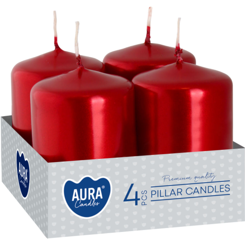 SET 4 CANDELE VOTIVE 3,8X6CM - ROSSO METALLICOAura