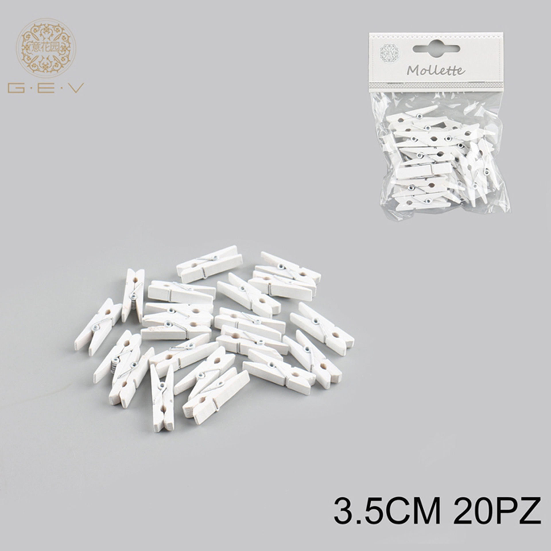 MOLETTE LEGNO 3.5CM CF 20PEZZI BIANCOGev