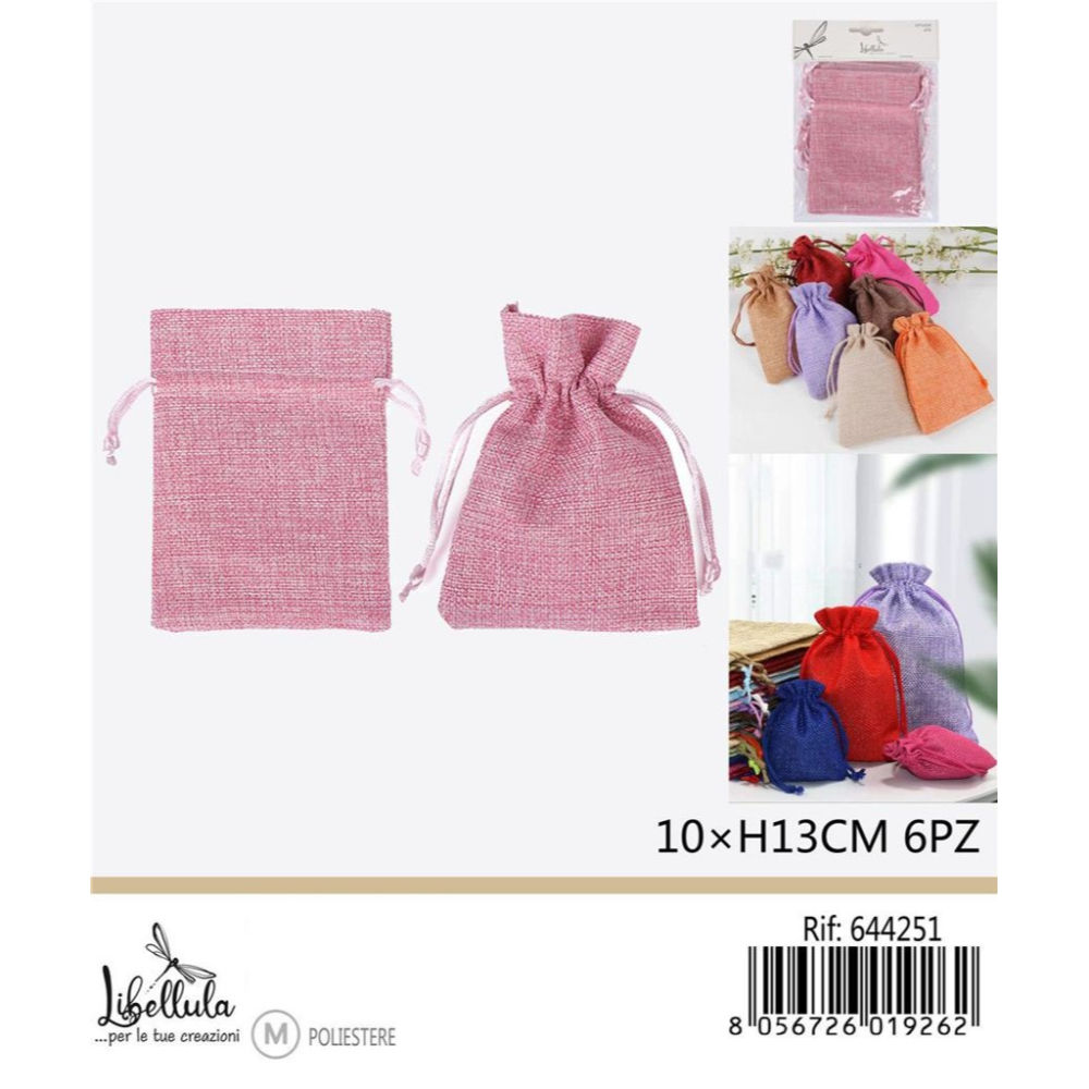 SACCHETTI EFFETTO LINO - ROSA 10x13CM - 6PZGev