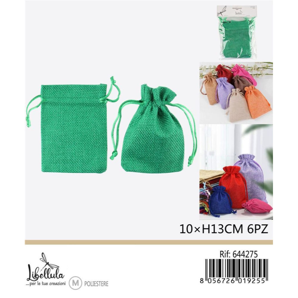 SACCHETTI EFFETTO LINO - VERDE 10x13CM - 6PZGev