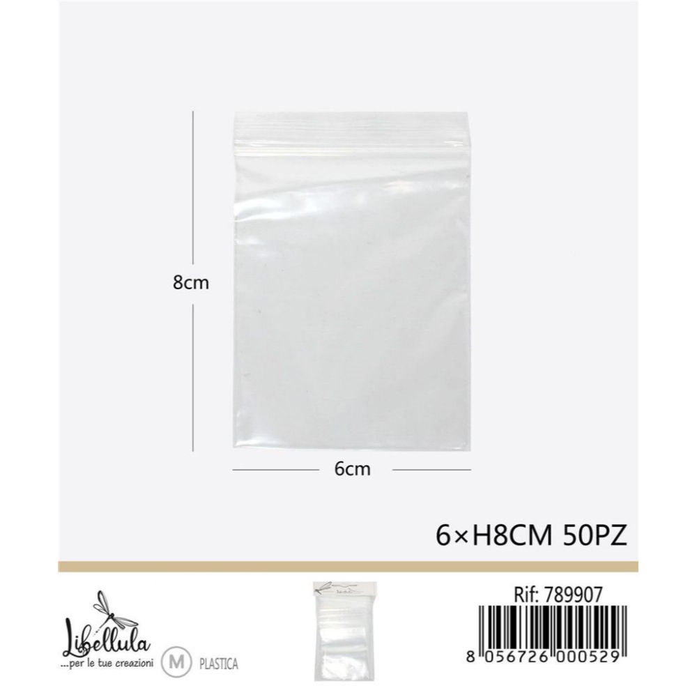 BUSTINE TRASPARENTI CON CHIUSURA A PRESSIONE 6x8CM - 50PZGev