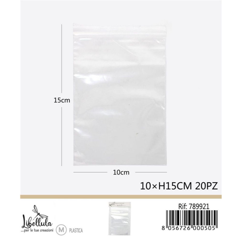 BUSTINE TRASPARENTI CON CHIUSURA A PRESSIONE 10x15CM - 20PZGev