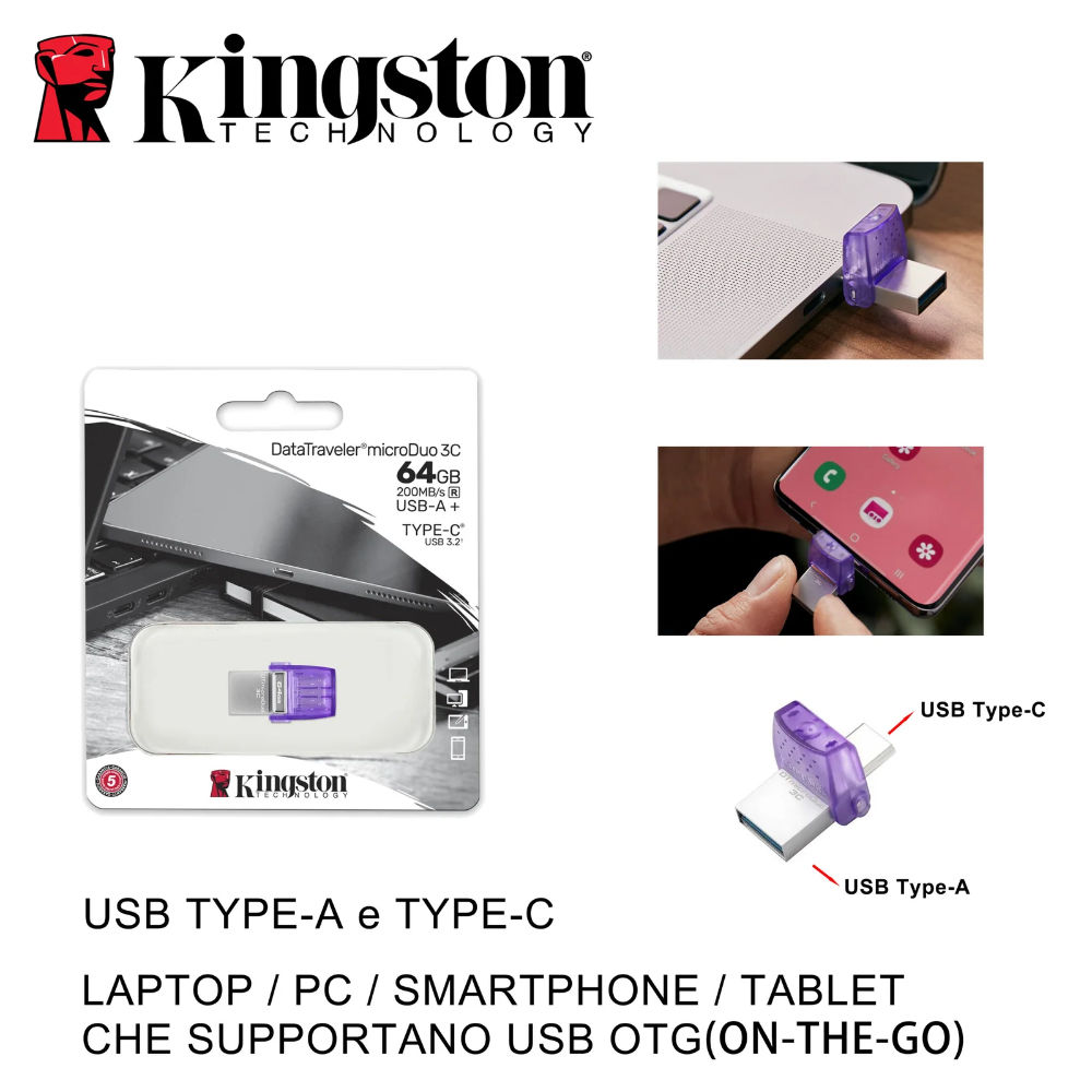 USB 64GB MICRODUO USB/TYPE-C 3.2 KINGSTON BL1Kingston