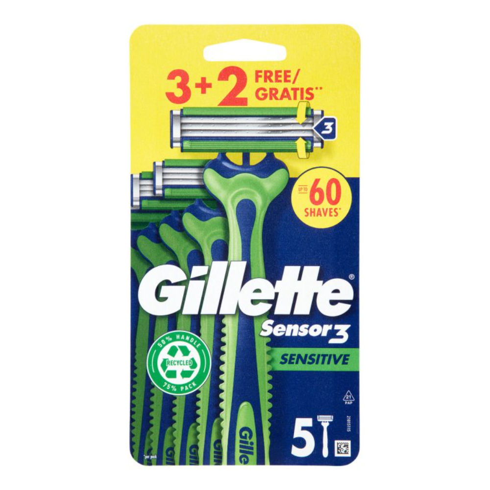 Gillette Sensor3 Sensitive Rasoio Da Uomo 3+2Gilette