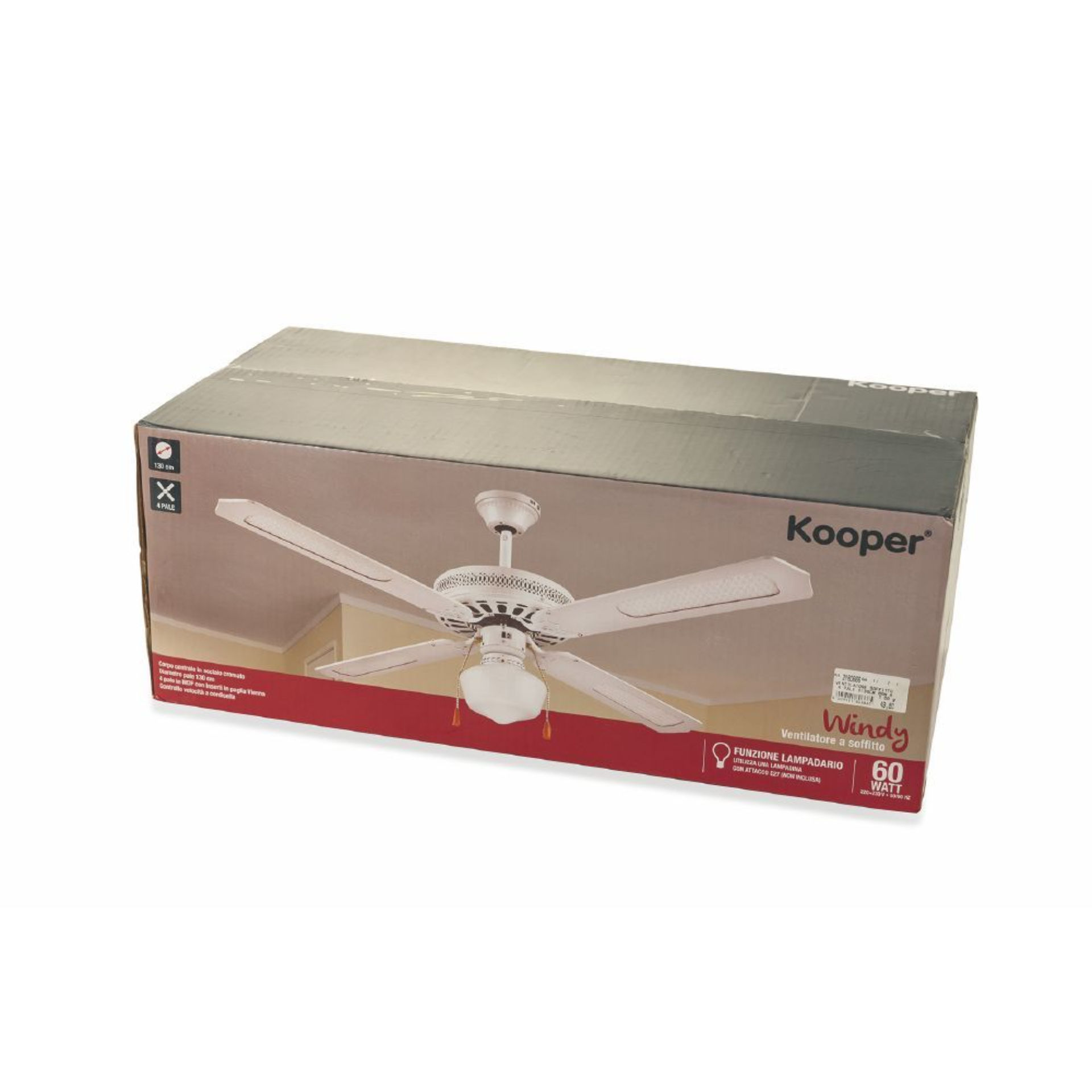 VENTILATORE SOFFITTO 4 PALE D130CM 60W BIAN WINDYKooper