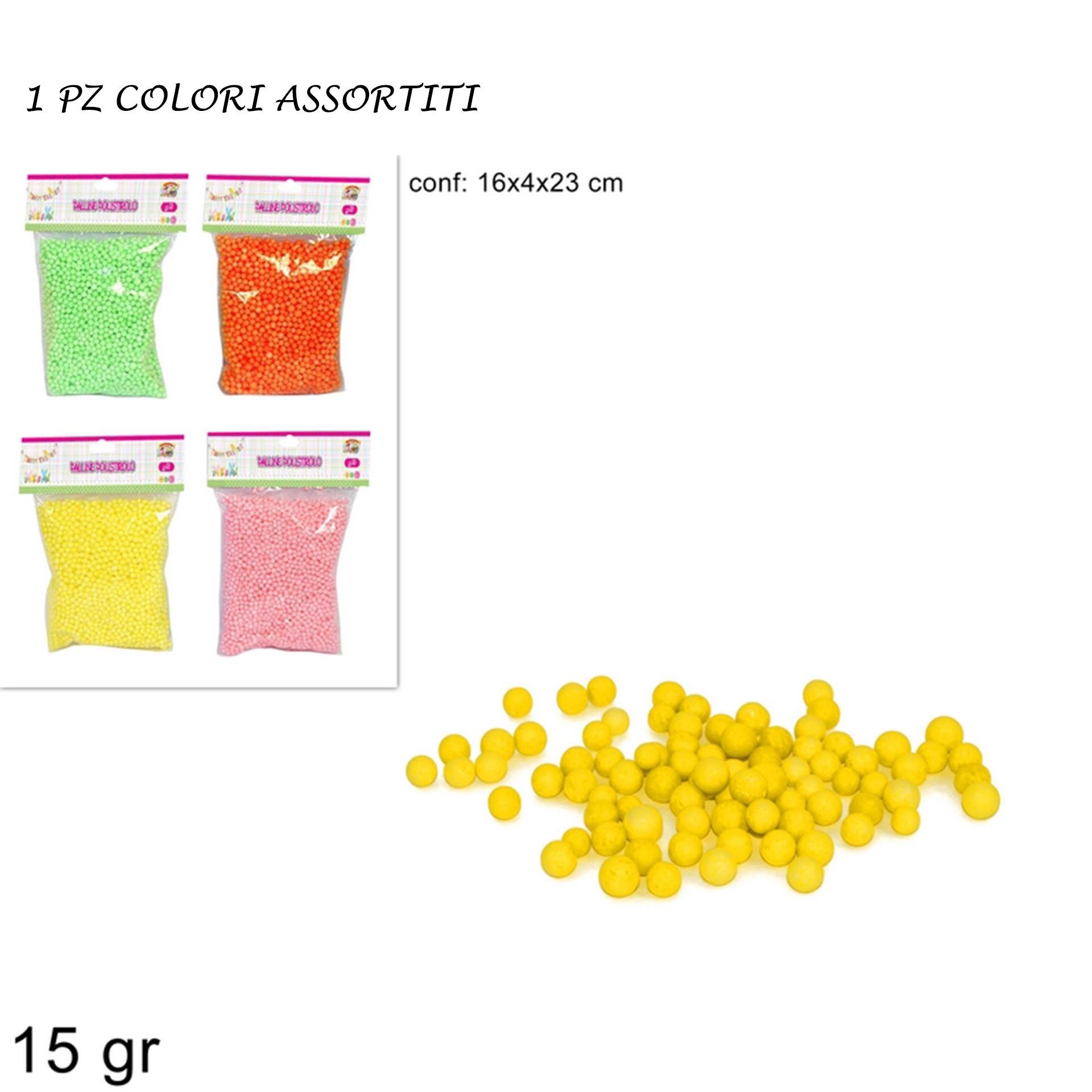 PALLINE POLISTIROLO BUSTA 15GR 4COL XY18-007Y/G/P/Due Esse
