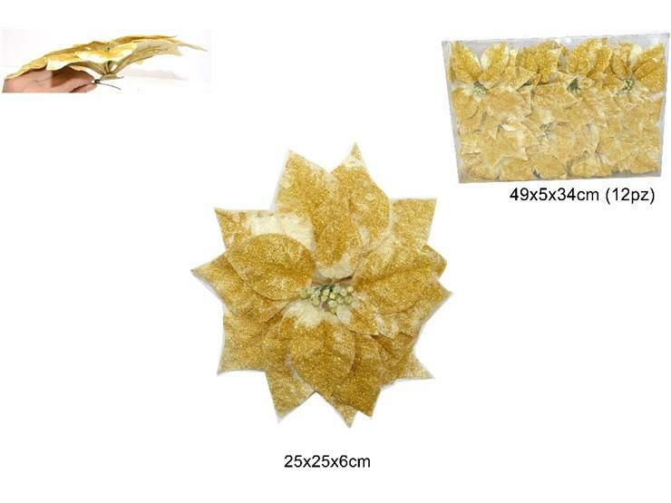 POINSETTIA C/PINZETTA 25CM ORO ART2019337 (DF13DRBDue Esse