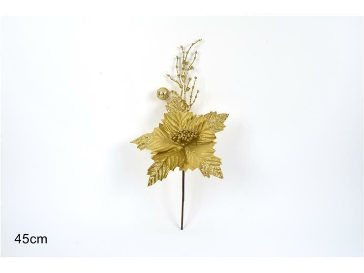 STELO FIORE NATALIZIO C/GLITTER 45CM ORO ART.LC-17Due Esse