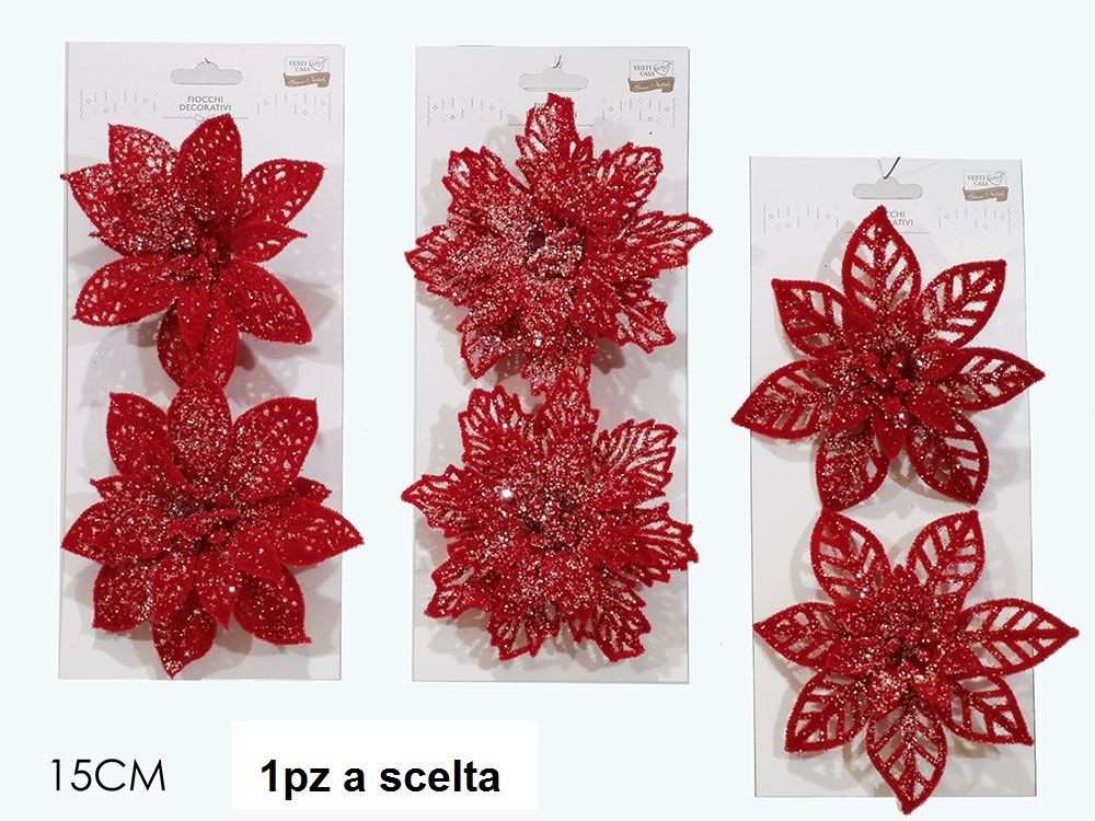 SET 2 FIORI INNEVATI ROSSO 3ASS.Happy Casa