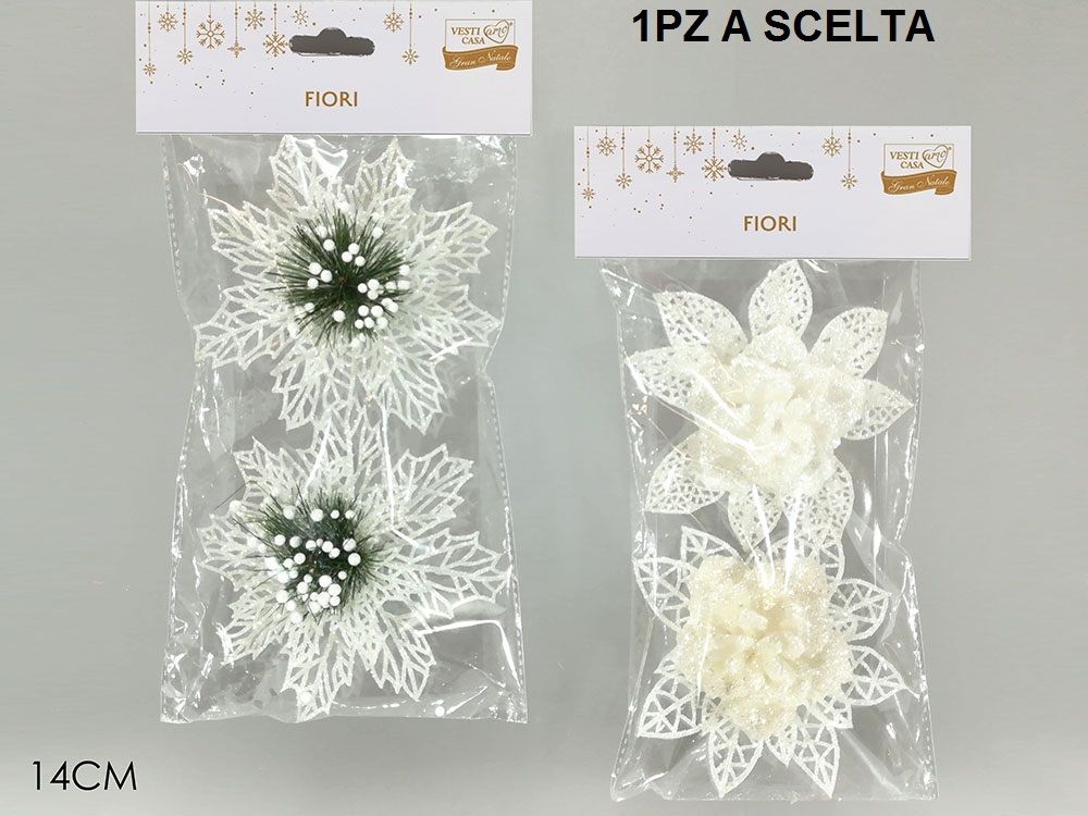 SET 2 FIORI/ROSE BIANCO GLITT. 2ASSHappy Casa