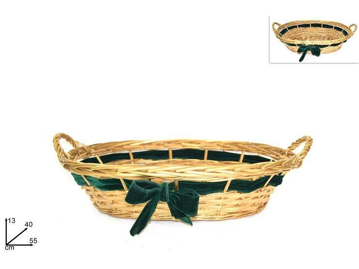 CESTA OVALE ORO C/FIOCCO VERDE 49X39CM ART.HL8808ADue Esse