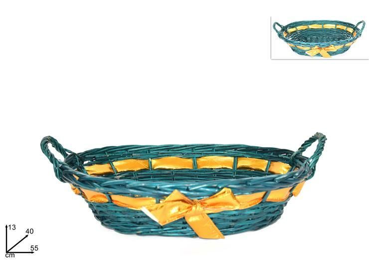CESTA OVALE VERDE C/FIOCCO ORO 49X39CM ART.HL8813ADue Esse