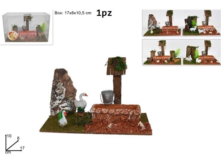 SCENARIO ANIMALI C/ABBEVERATOIO 17CM4ASS HGW-1031Due Esse