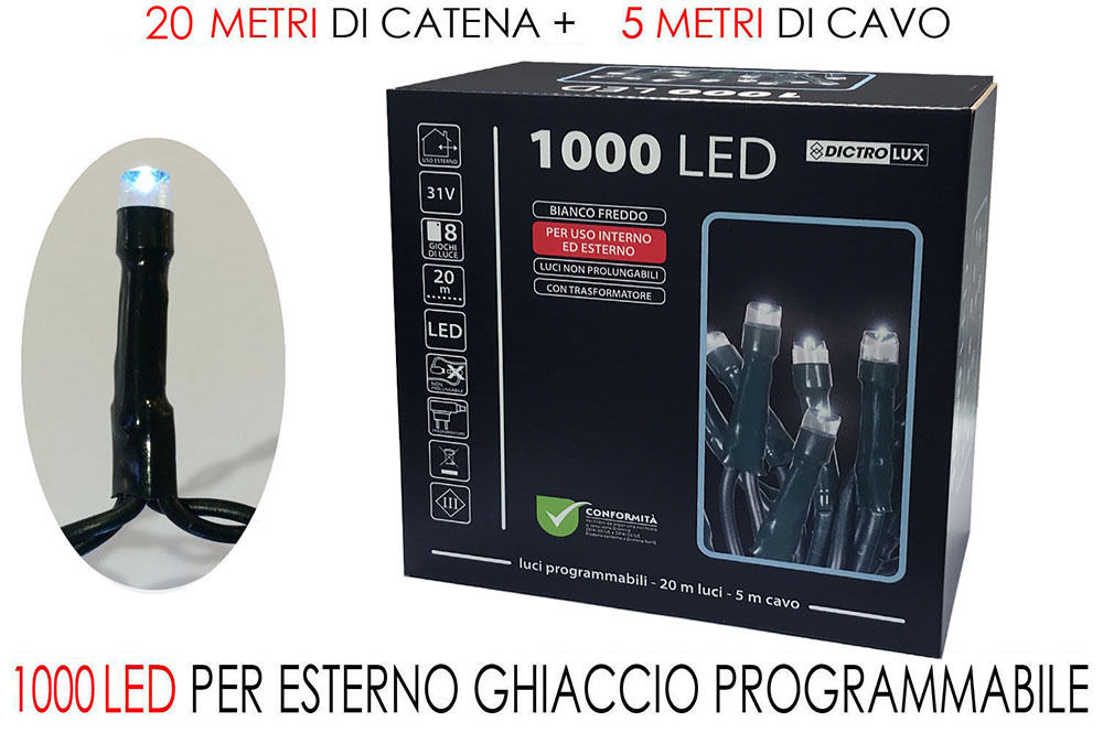 1000 LUCI LED BIANCO GHIACCIO X ESTERNOHappy Casa