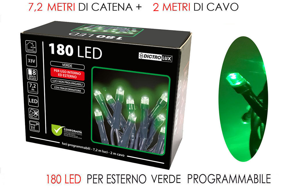 180 LUCI LED VERDE X EST. PROGRAMMABILIHappy Casa