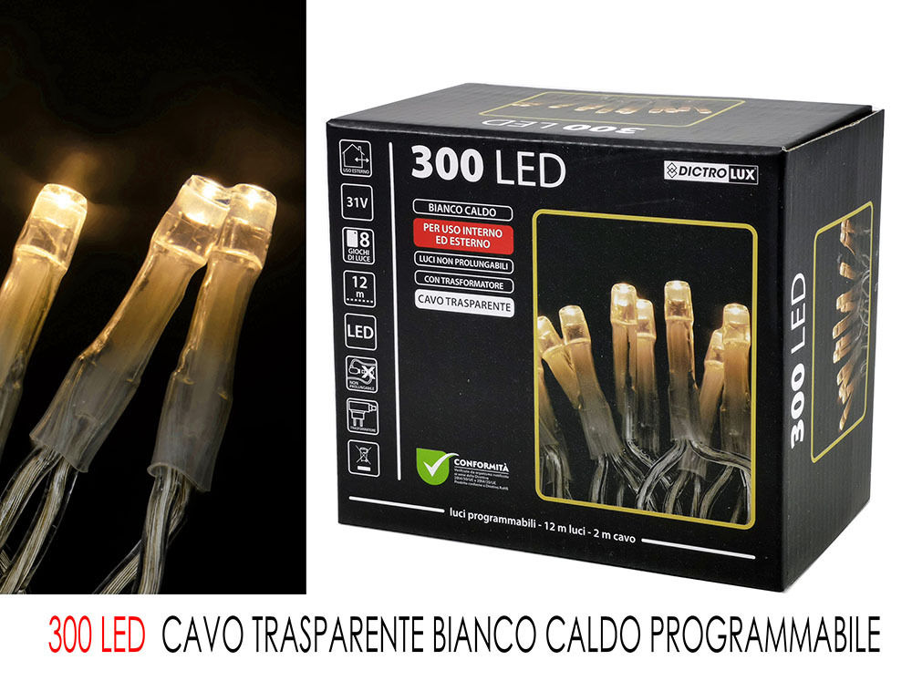 300 LED B.CALDO X EST CAVO TRASP.  PROG.Happy Casa