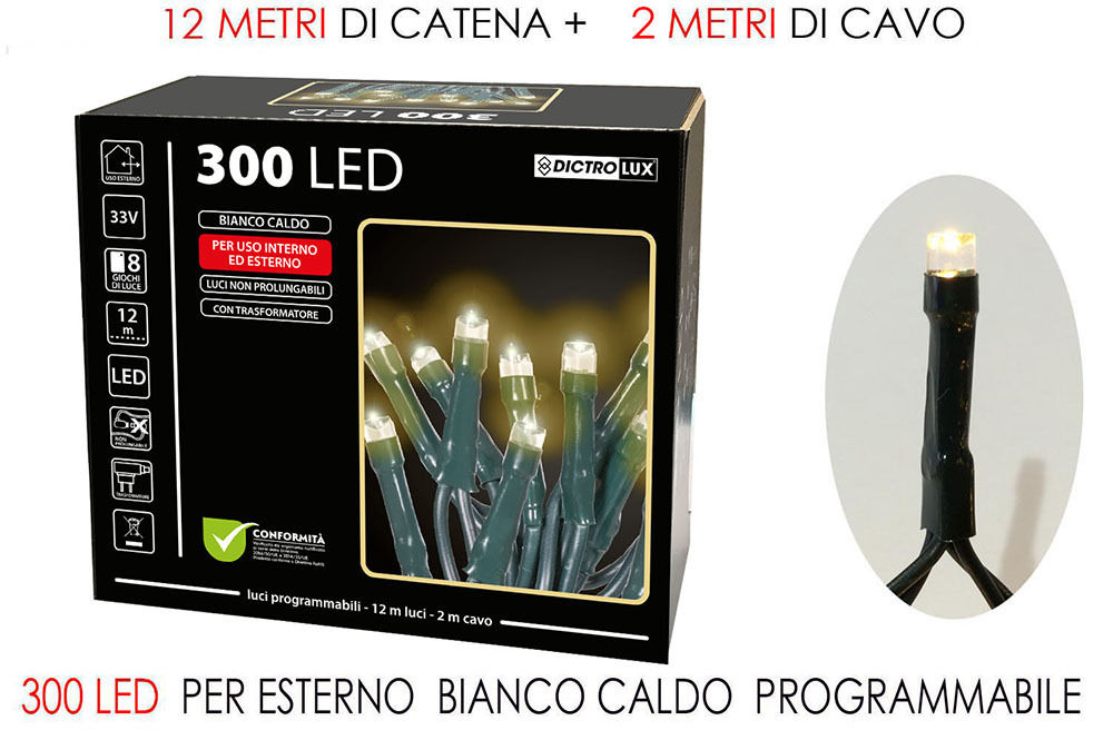 300 LUCI LED BIANCO CALDO X EST. PROG.Happy Casa