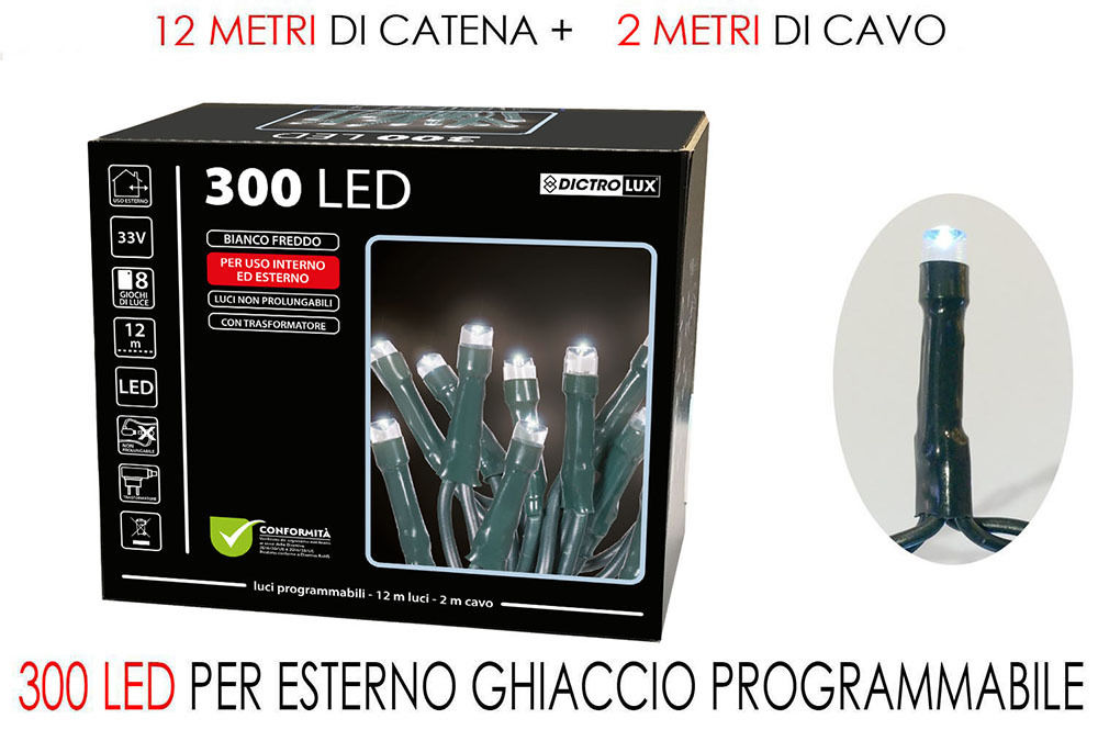 300 LUCI LED BIANCO GHIACCIO X EST.  PRHappy Casa
