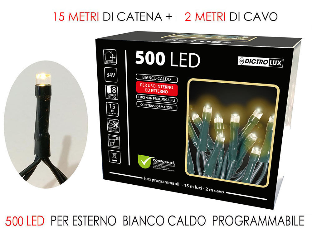 500 LUCI LED BIANCO CALDO  X EST. PROGRHappy Casa