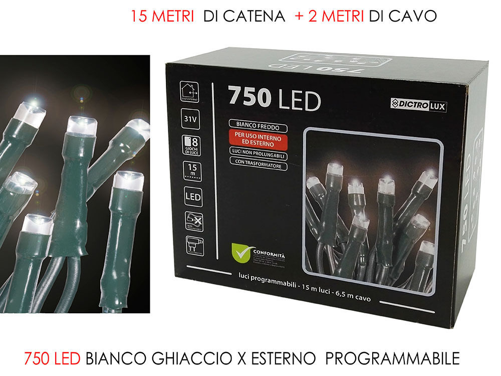 750 LUCI LED BIANCO GHIACCIO X EST. PRHappy Casa