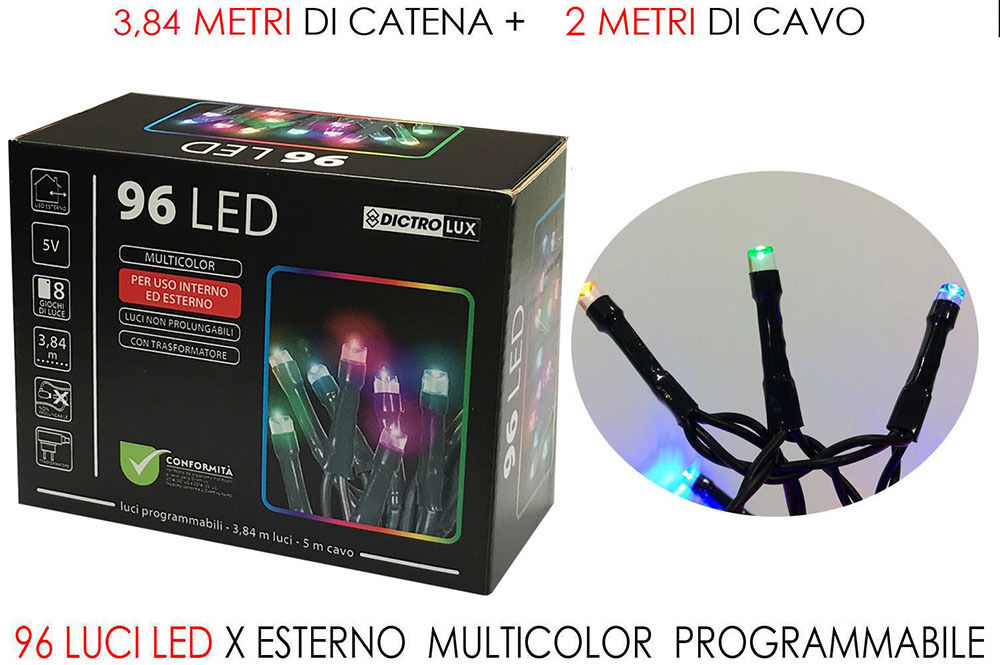 96 LUCI LED MULTICOLOR X ESTERNO PRHappy Casa