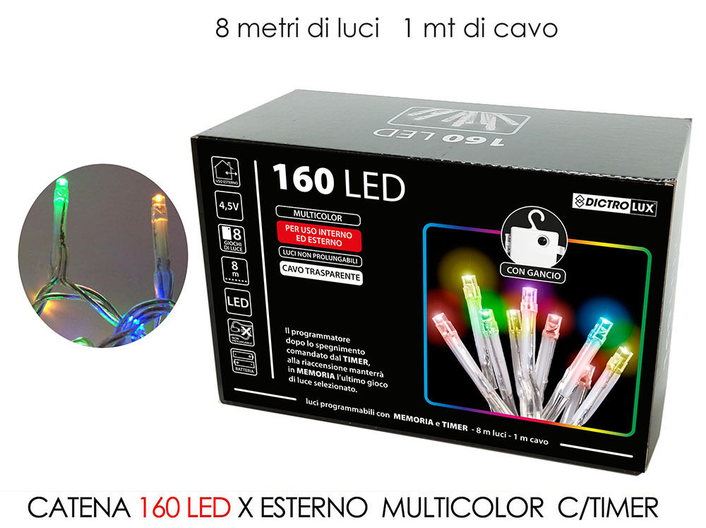 CATENA 160 LED X EST.MULTIC. B/O C/TIMERHappy Casa