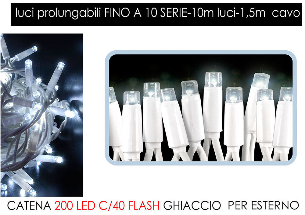 CATENA 200 LED C/40 FLASH GHIACCIOHappy Casa