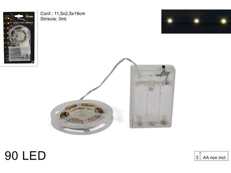 STRISCIA LED ADESIVA 3MT 90LED BATT.BIANCO CALDO YDue Esse