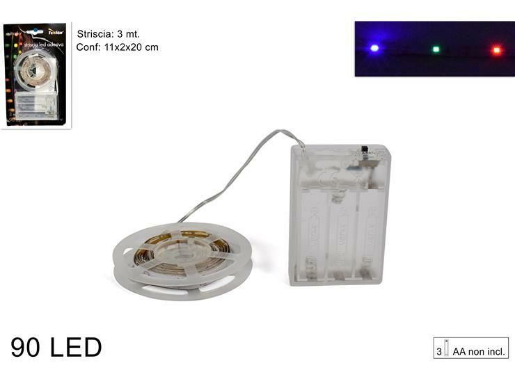 STRISCIA LED ADESIVA 3MT 90LED BATT.MULTICOLOR YC-Due Esse