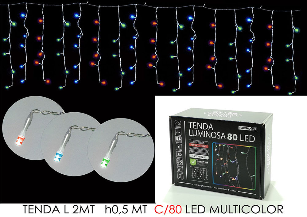TENDA 2MT C/80 LED MULTICOLOR LX0.5 MT HHappy Casa