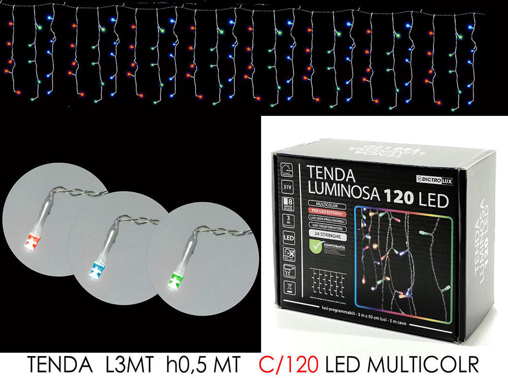 TENDA 3MT C/120 LED MULTICOLR LX0.5 MT HHappy Casa
