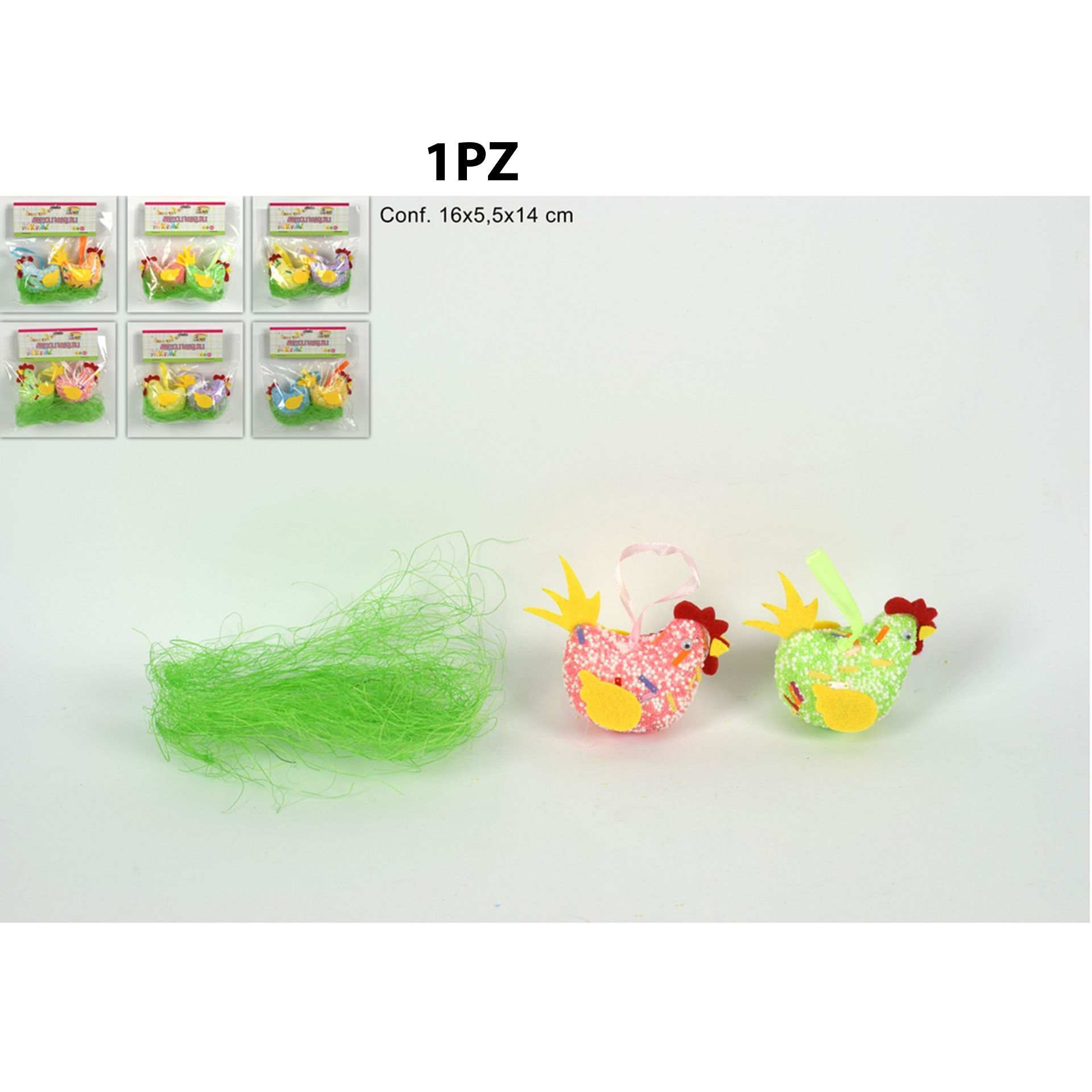 GALLINE SET 2PZ CON RAFFIA COL.ASS. SD11-2147/52B/Due Esse