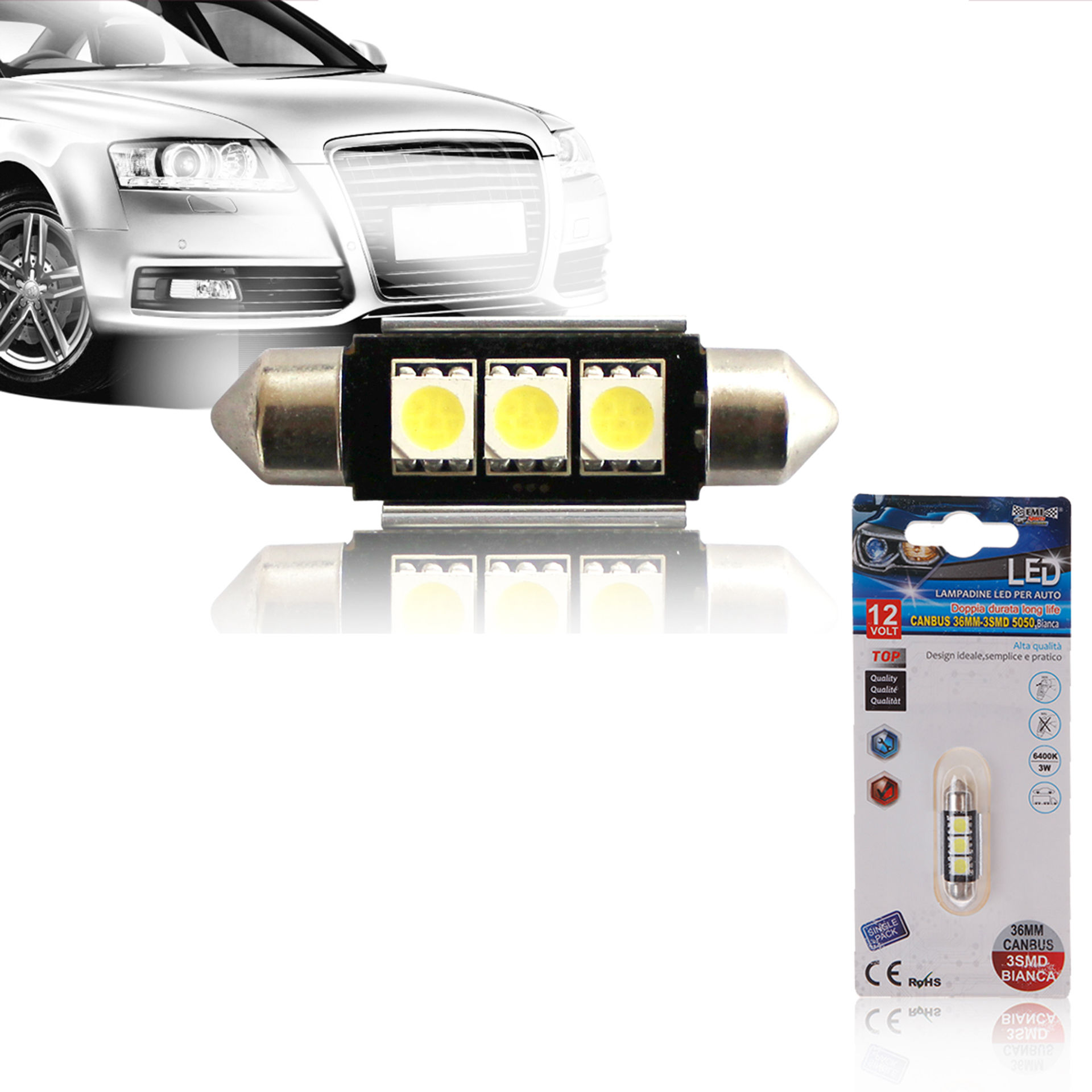 LAMPADINE LED PER AUTO 1PCS 36MMEmi Style