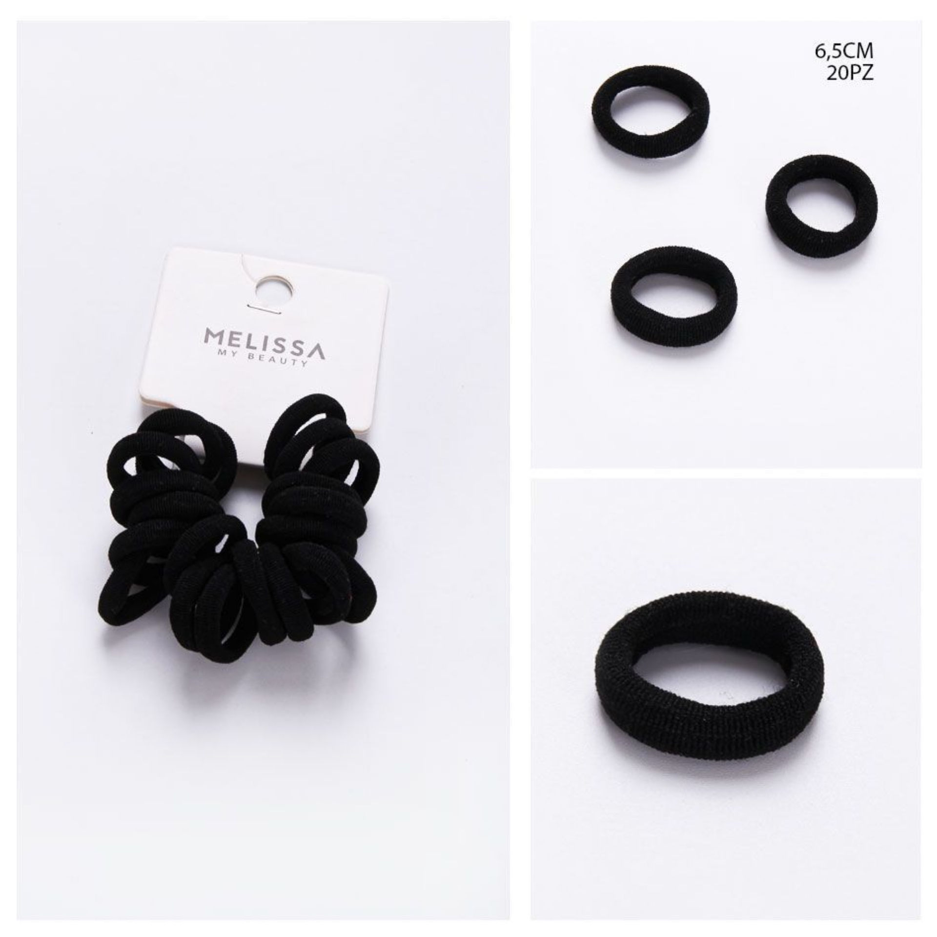 MELISSA ELASTICO CAPELLI 6.5CM 20PZ NEROMelissa